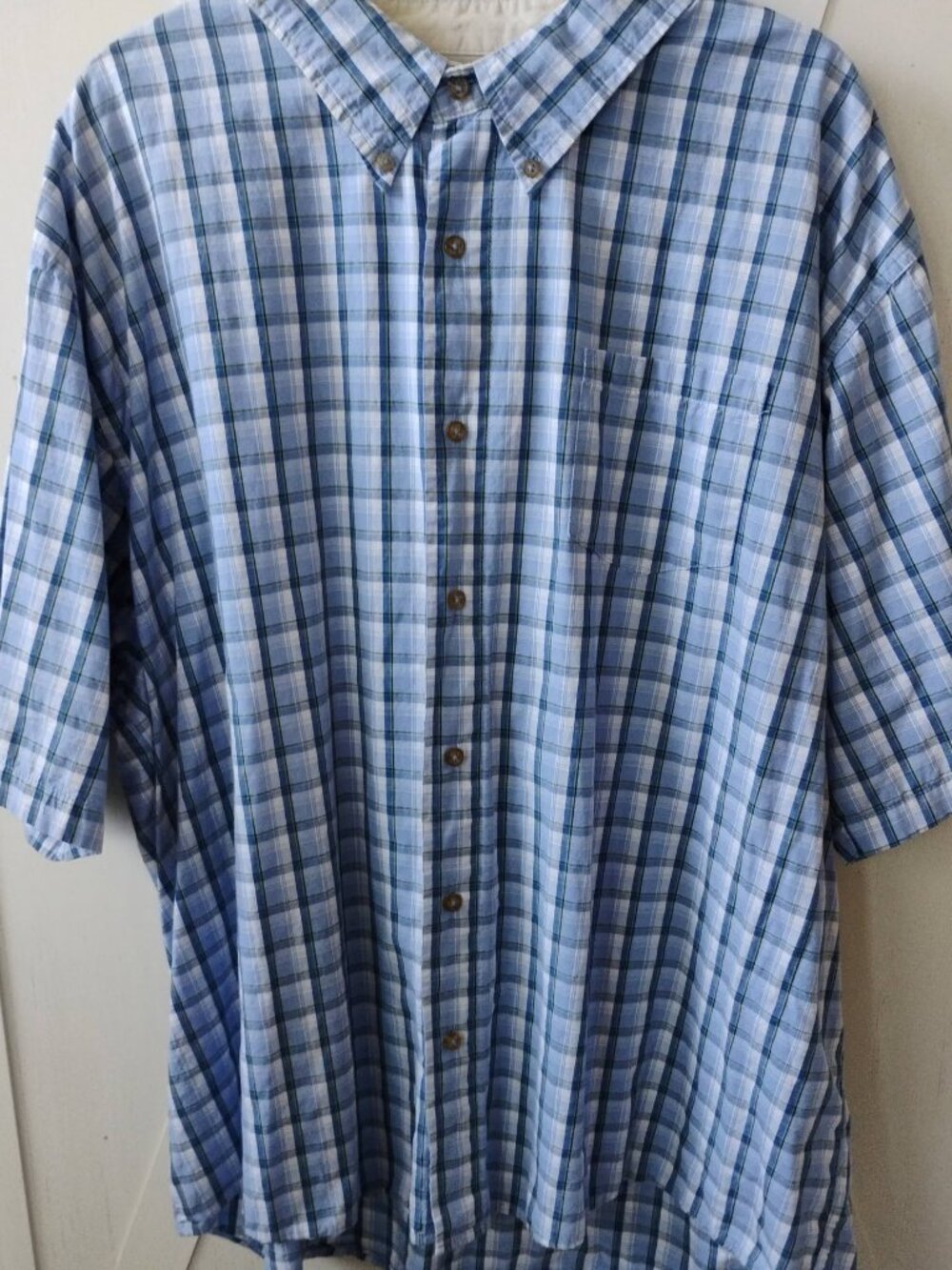 Wrangler Cotton Plaid Button Down Short Sleeve Shirt-3XL- EUC